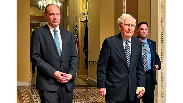 Mitch McConnell falls during Senate Republican lunch