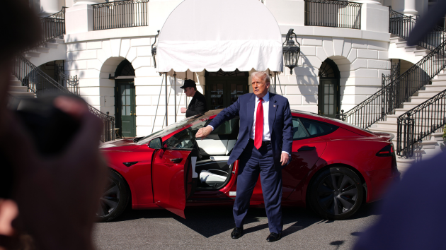 Trump checks out Teslas at White House as Musk’s auto company stock sinks